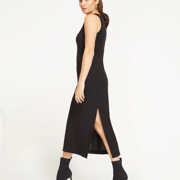 Black One Shoulder Sheath Dress with Slit - Picture 4 of 5